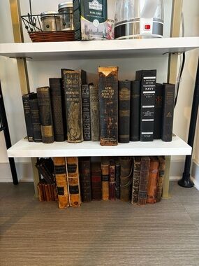 Vintage Leather-Bound Book Collection - Black, Brown, Gold etc.